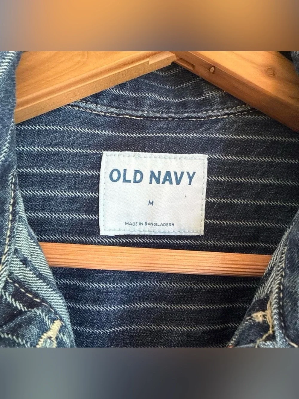 Old Navy Blue Pinstripe Workwear Denim Jacket - Picture 5 of 8